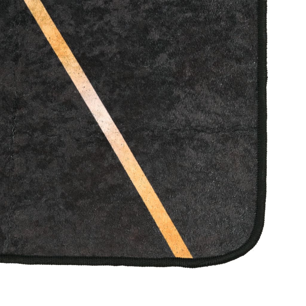 Vloerkleed wasbaar 120x180 cm zwart en goudkleurig