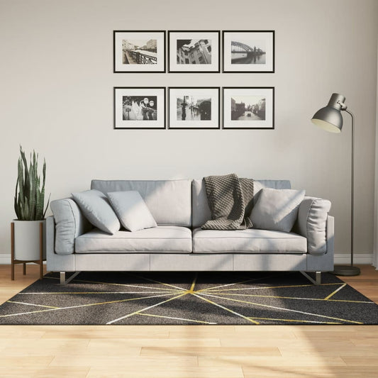 Vloerkleed wasbaar 120x180 cm zwart en goudkleurig is nu te koop bij PeponiXL, paradijselijk wonen!
