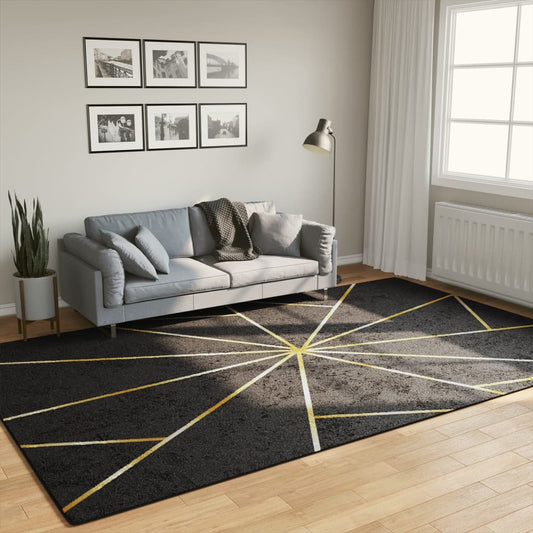 Vloerkleed wasbaar 190x300 cm zwart en goudkleurig is nu te koop bij PeponiXL, paradijselijk wonen!