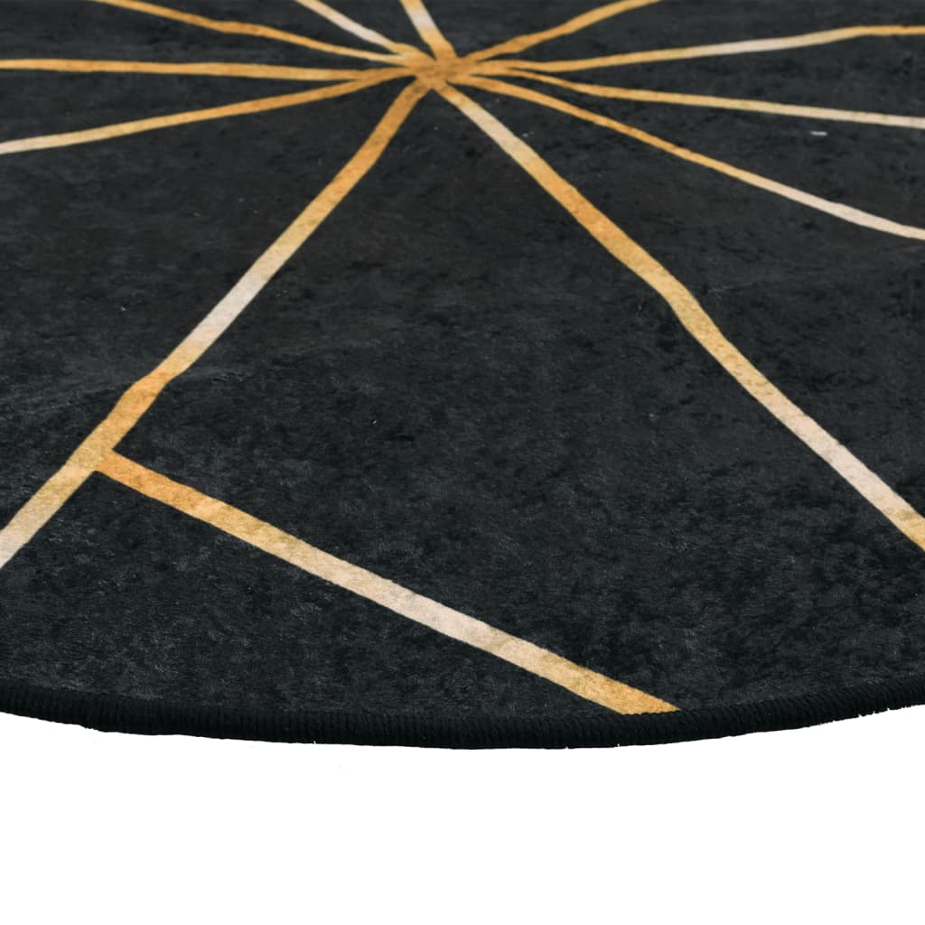 Vloerkleed wasbaar Ø 120 cm zwart en goudkleurig is nu te koop bij PeponiXL, paradijselijk wonen!