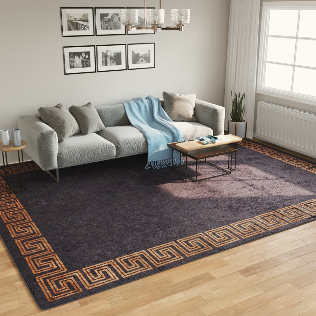 Vloerkleed wasbaar 400x300 cm zwart en goudkleurig is nu te koop bij PeponiXL, paradijselijk wonen!