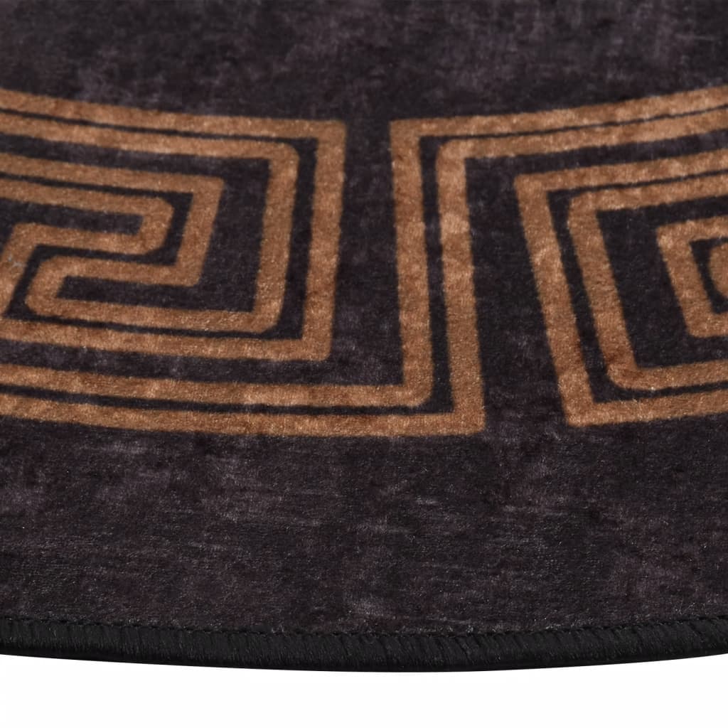 Vloerkleed wasbaar Ø 200 cm zwart en goudkleurig is nu te koop bij PeponiXL, paradijselijk wonen!