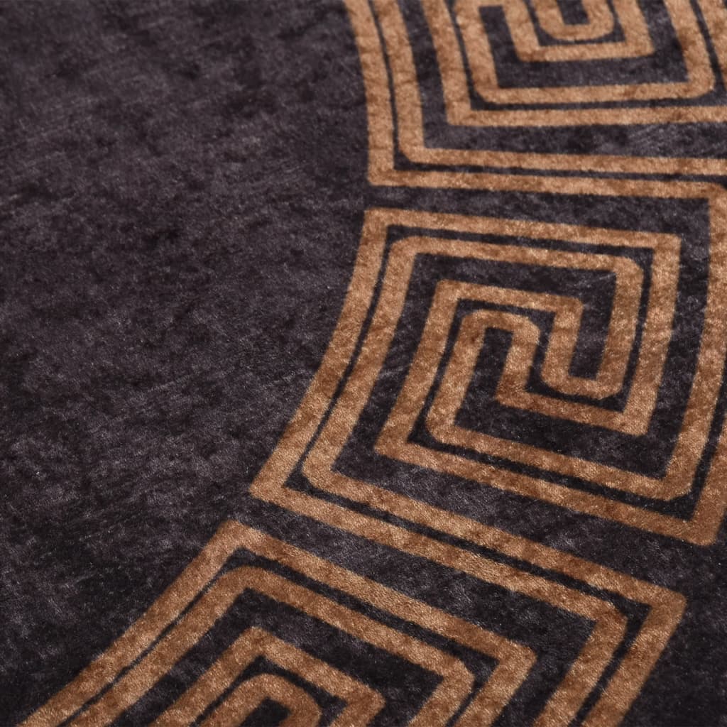 Vloerkleed wasbaar Ø 200 cm zwart en goudkleurig is nu te koop bij PeponiXL, paradijselijk wonen!