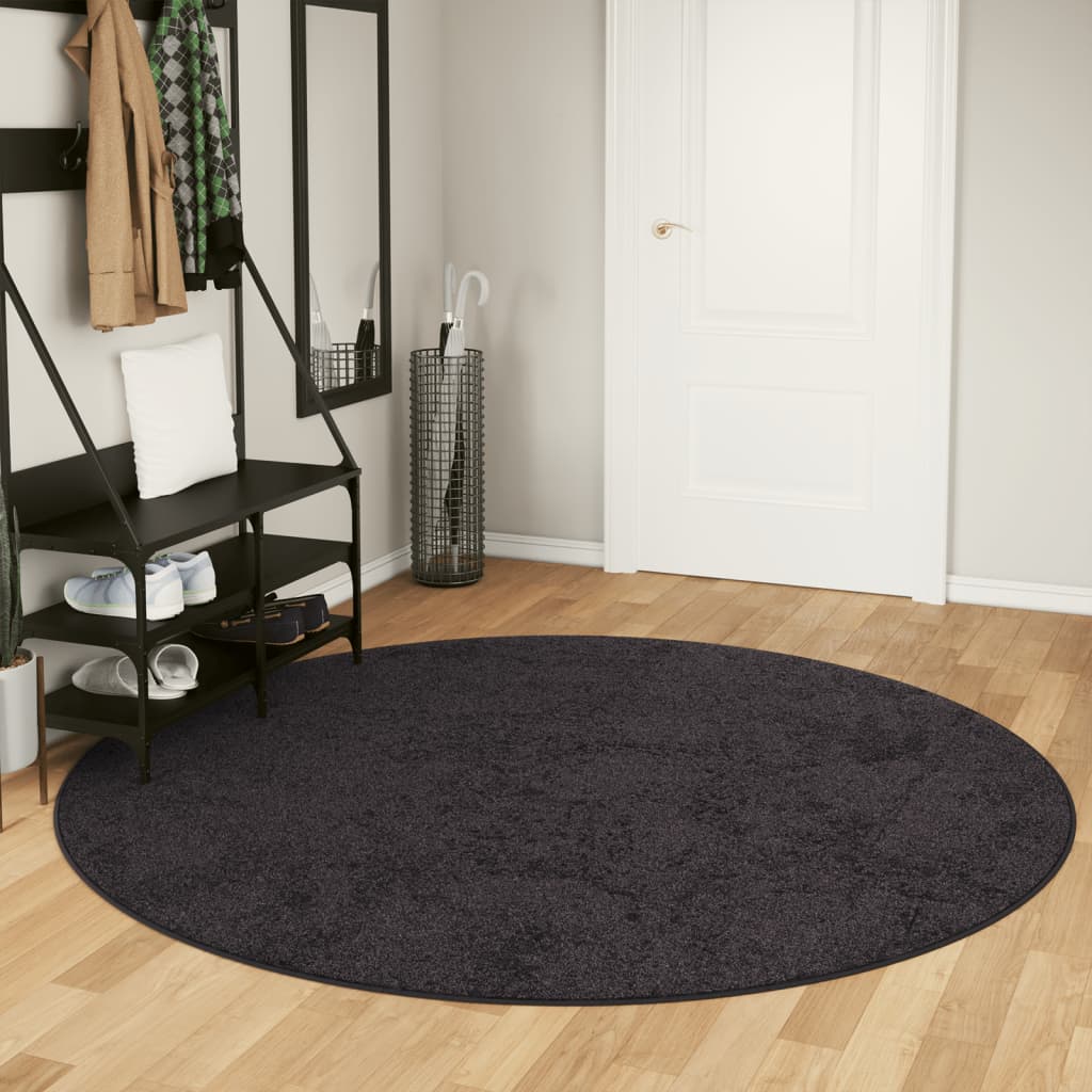 Vloerkleed wasbaar Ø 200 cm antracietkleurig is nu te koop bij PeponiXL, paradijselijk wonen!