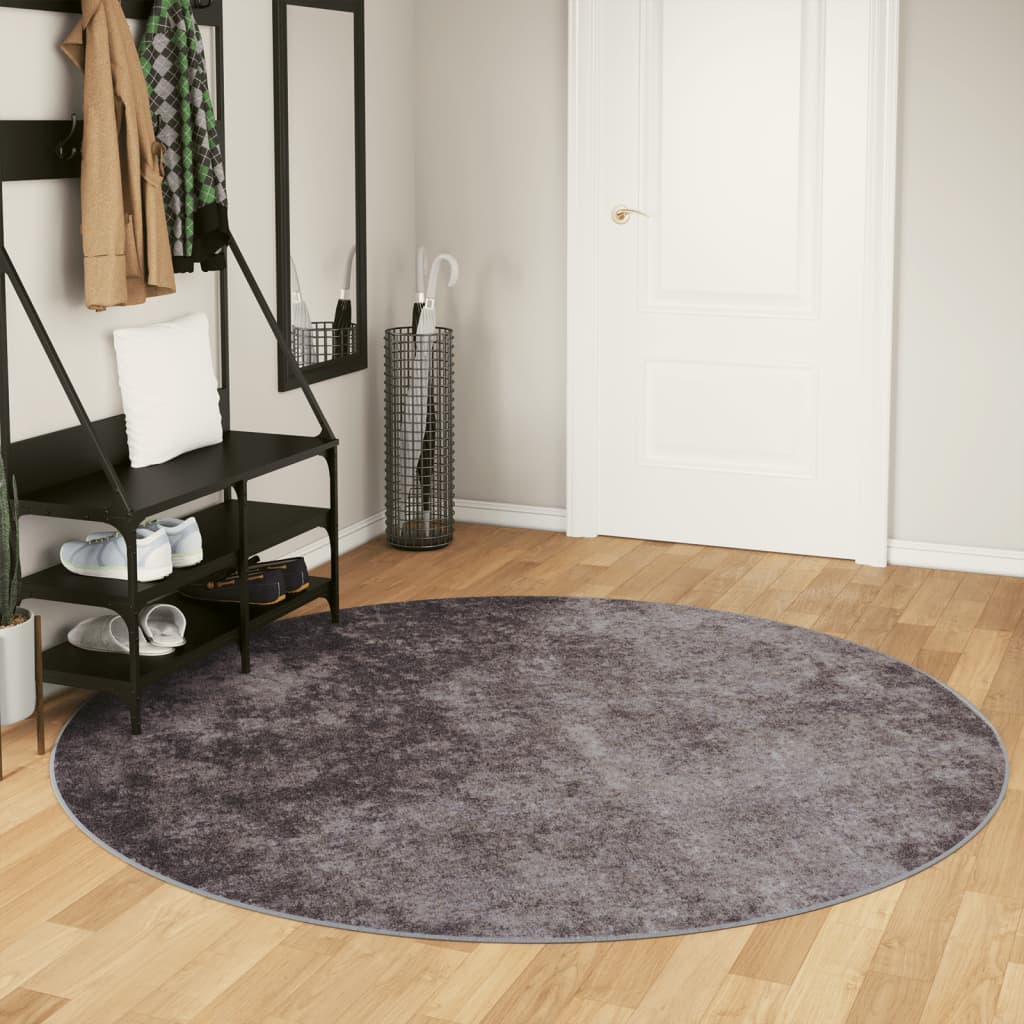 Vloerkleed wasbaar Ø 200 cm grijs is nu te koop bij PeponiXL, paradijselijk wonen!