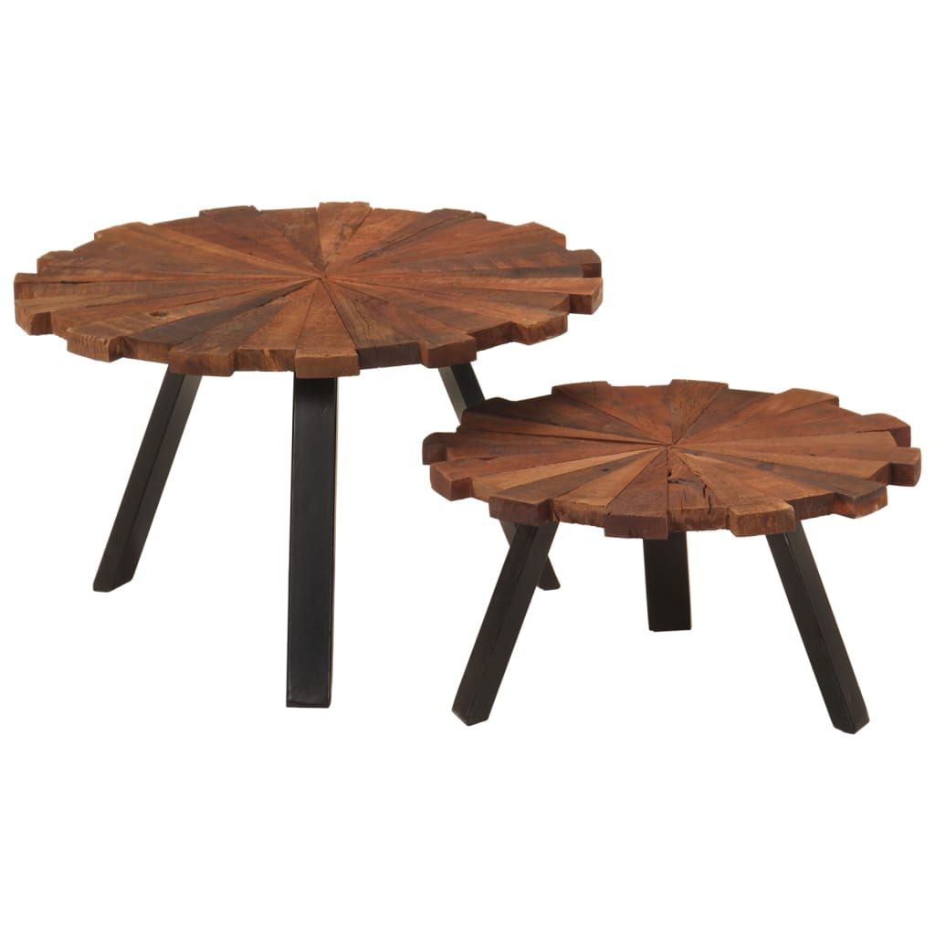 Salontafels 2 st massief gerecycled hout en ijzer is nu te koop bij PeponiXL, paradijselijk wonen!