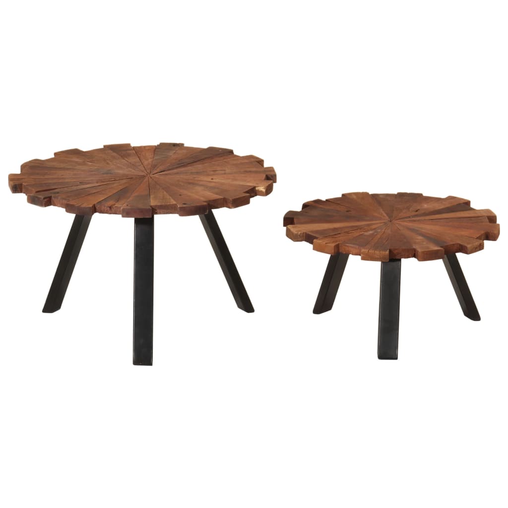 Salontafels 2 st massief gerecycled hout en ijzer is nu te koop bij PeponiXL, paradijselijk wonen!