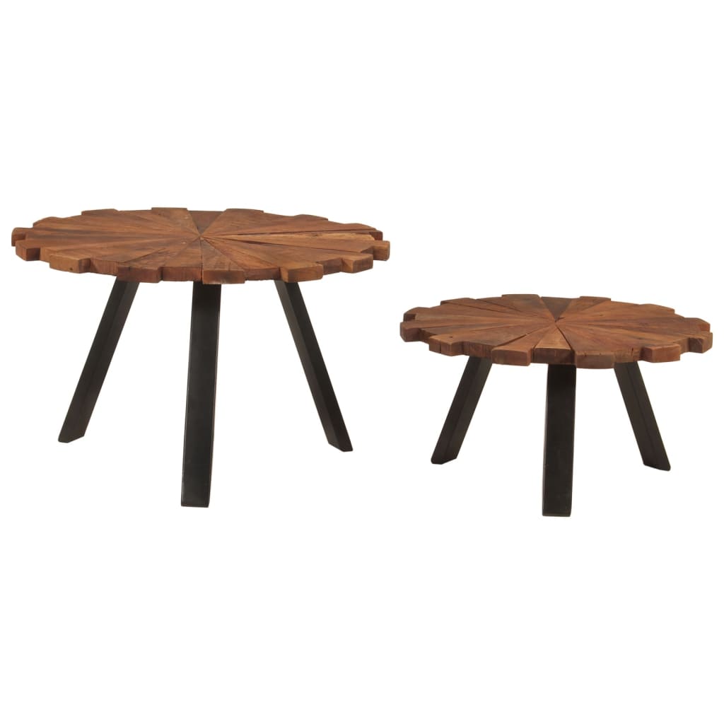 Salontafels 2 st massief gerecycled hout en ijzer is nu te koop bij PeponiXL, paradijselijk wonen!