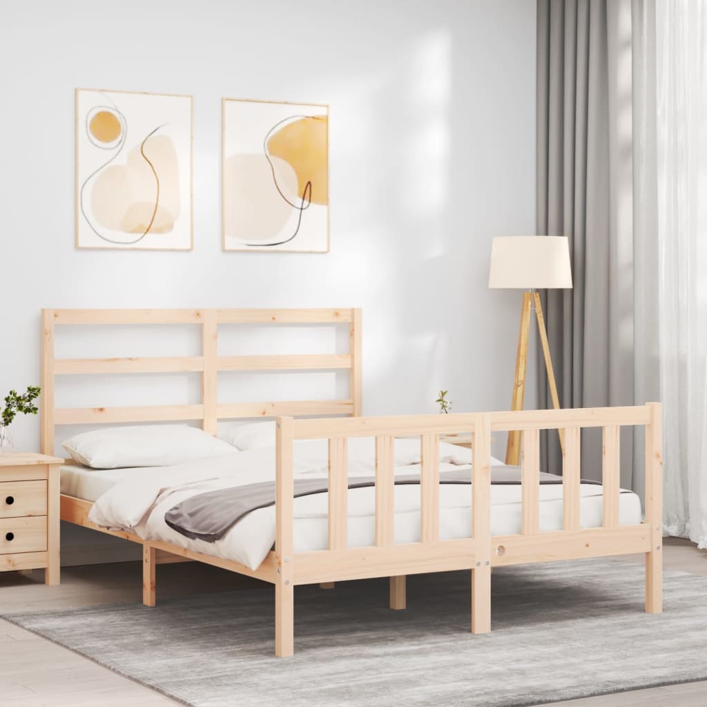 Bedframe met hoofdbord massief hout is nu te koop bij PeponiXL, paradijselijk wonen!