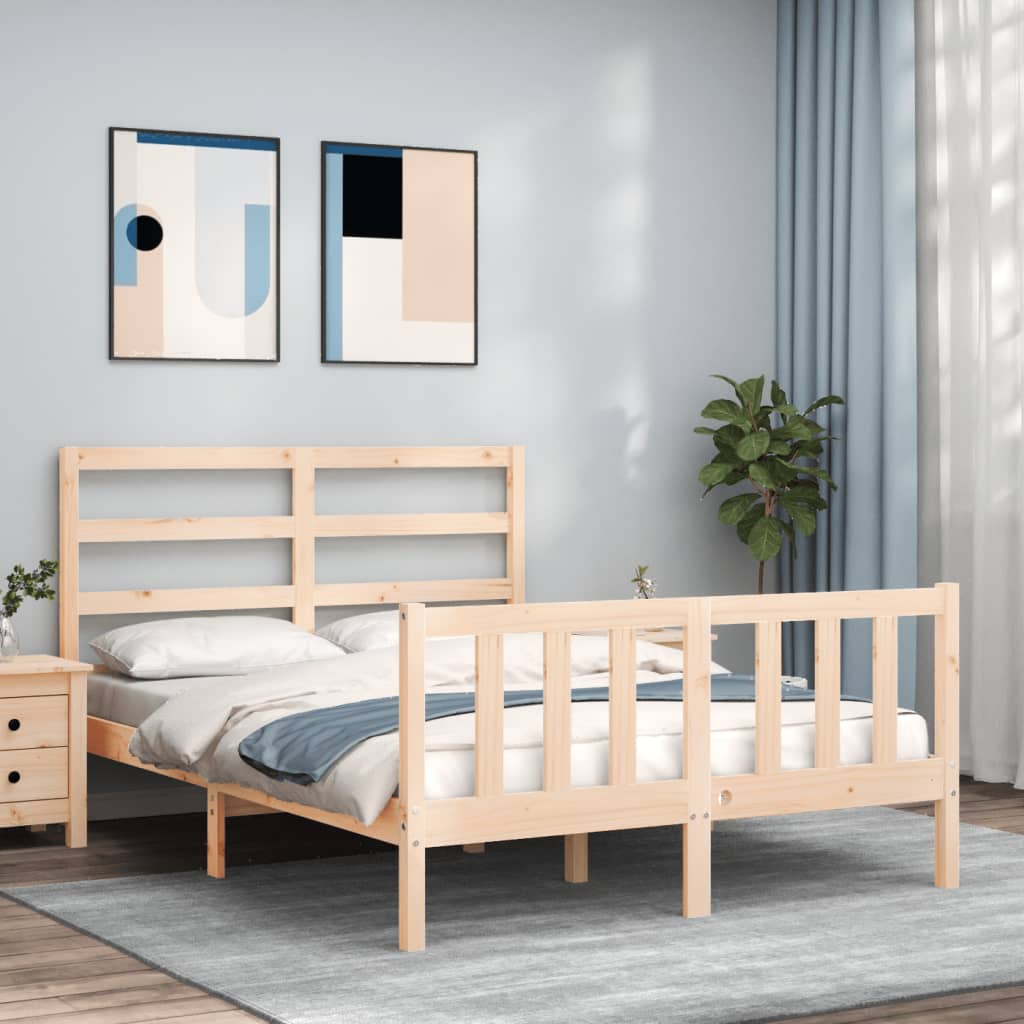 Bedframe met hoofdbord massief hout is nu te koop bij PeponiXL, paradijselijk wonen!