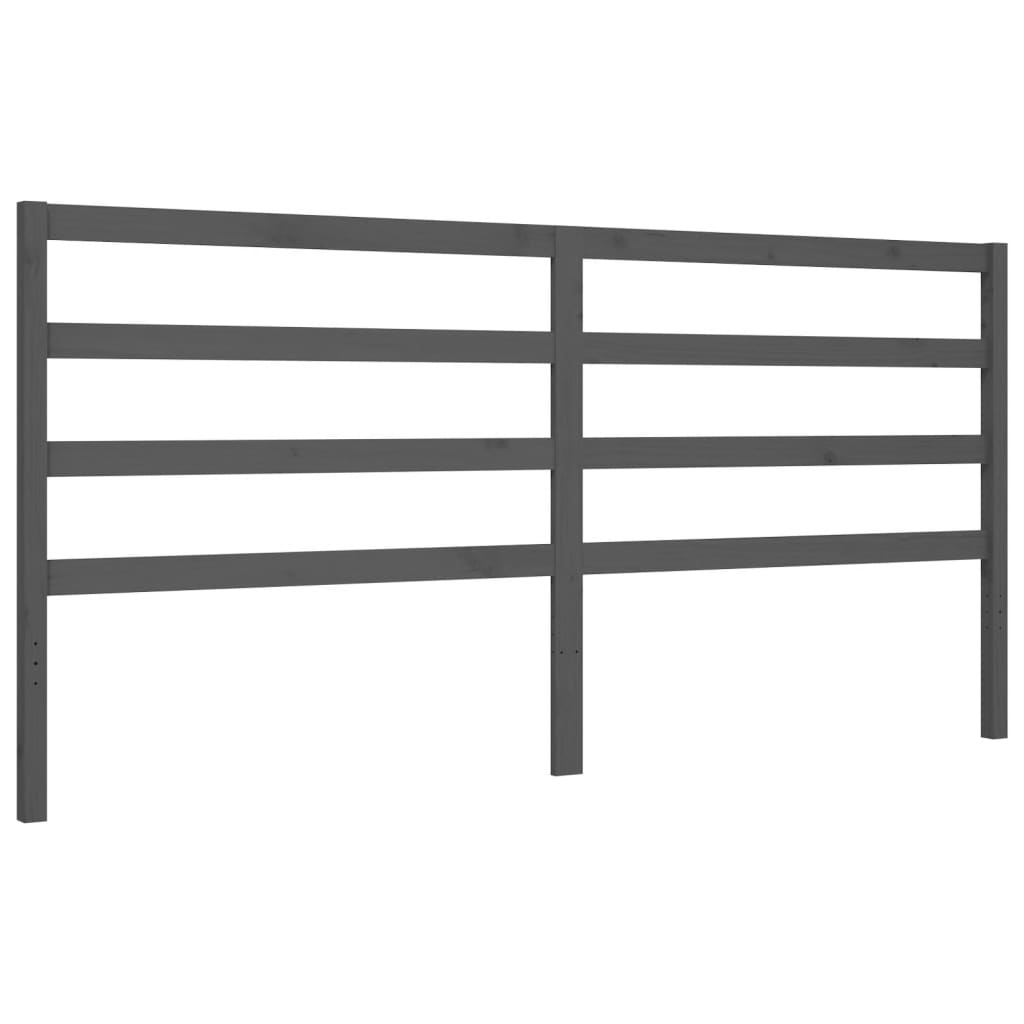 Bedframe met hoofdbord massief hout grijs 200x200 cm is nu te koop bij PeponiXL, paradijselijk wonen!