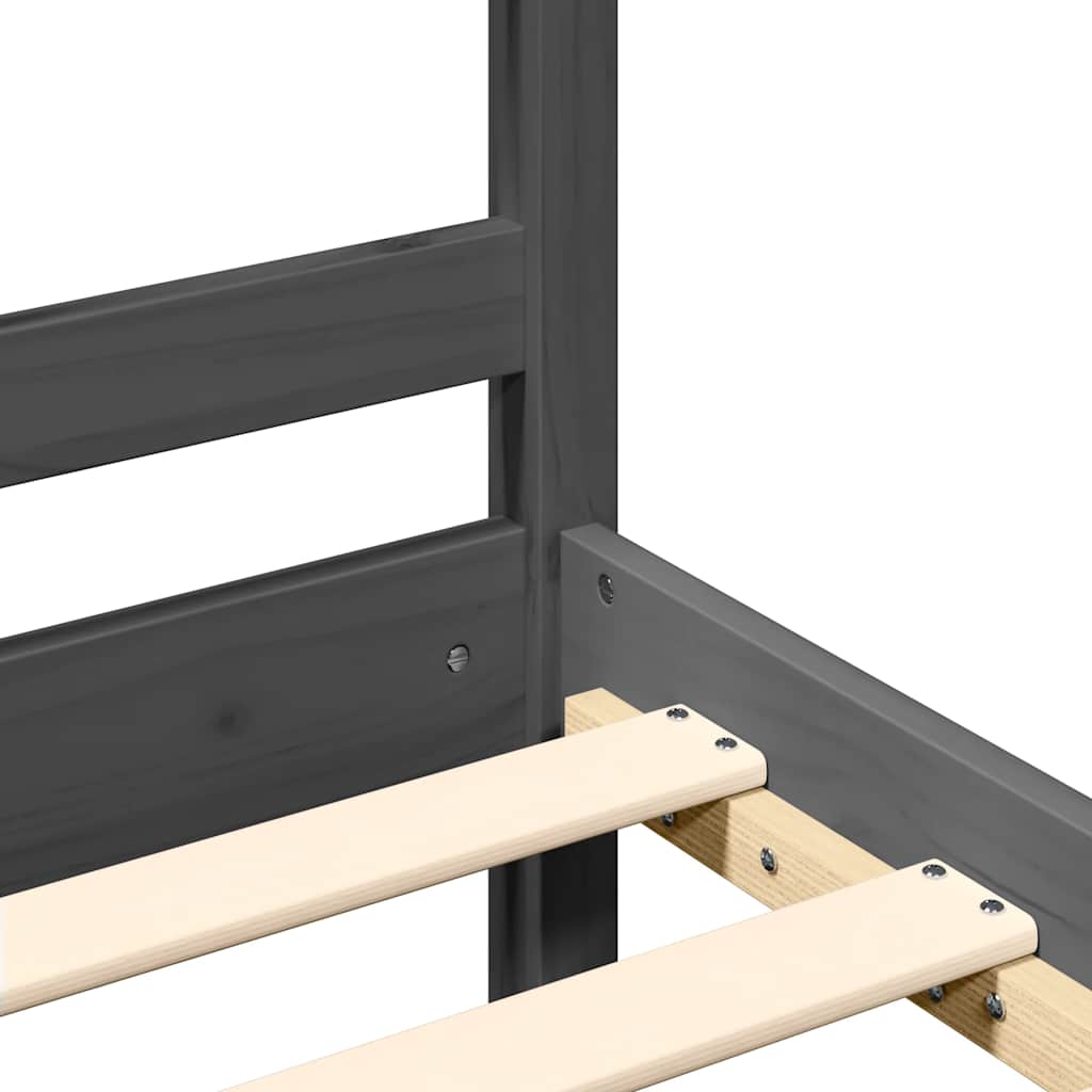 Bedframe met hoofdbord massief hout grijs 200x200 cm is nu te koop bij PeponiXL, paradijselijk wonen!
