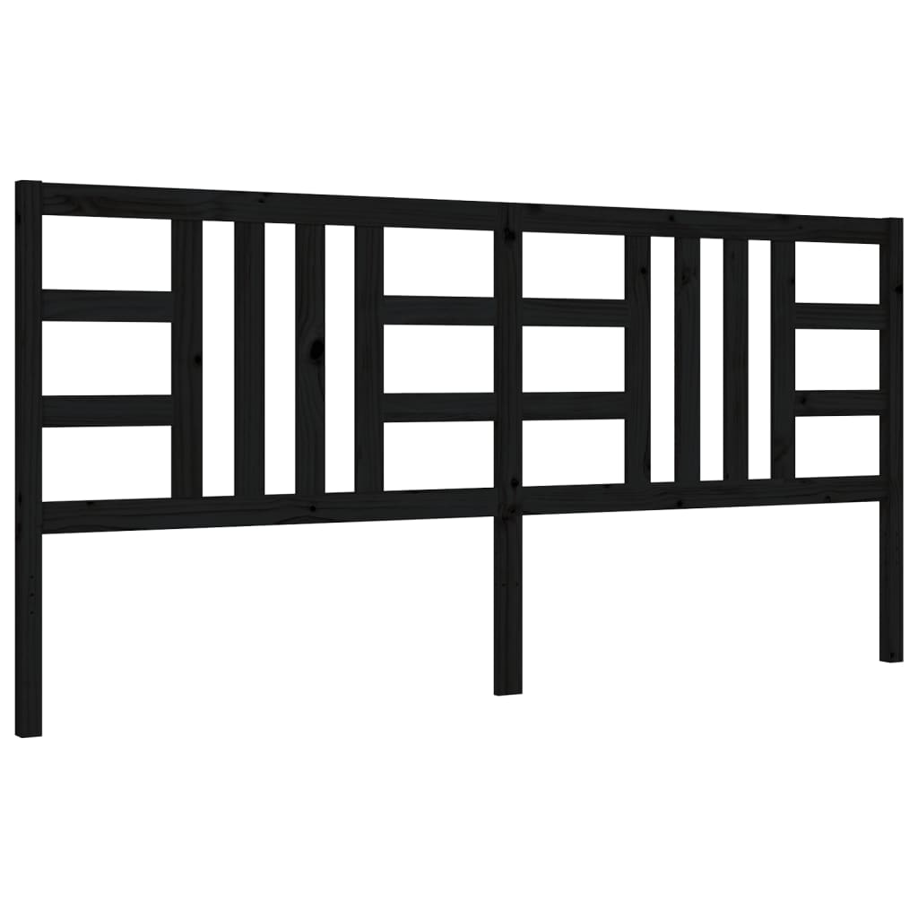Bedframe met hoofdbord massief hout zwart 200x200 cm is nu te koop bij PeponiXL, paradijselijk wonen!