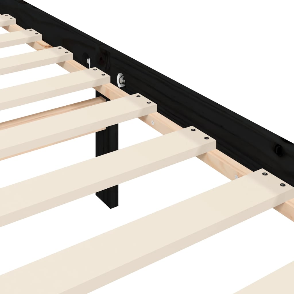 Bedframe met hoofdbord massief hout zwart 200x200 cm is nu te koop bij PeponiXL, paradijselijk wonen!
