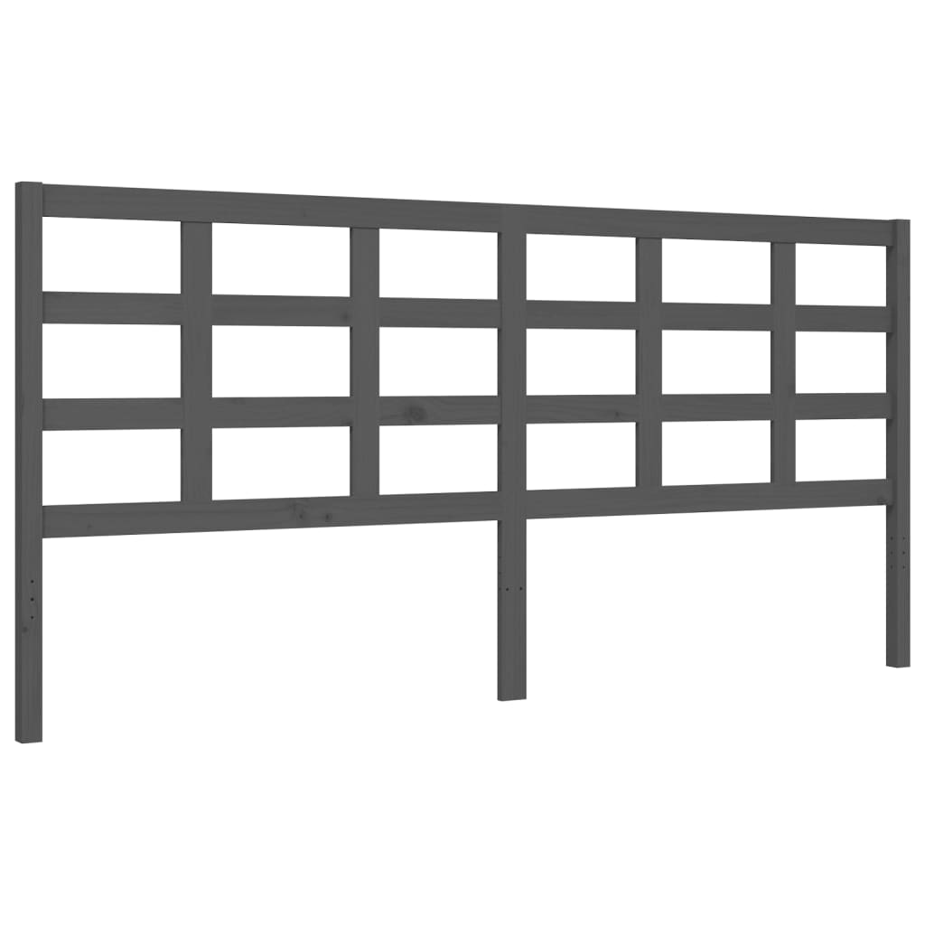 Bedframe met hoofdbord massief hout grijs 200x200 cm is nu te koop bij PeponiXL, paradijselijk wonen!