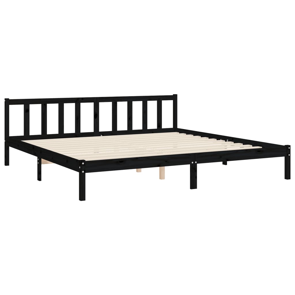 Bedframe met hoofdbord massief hout zwart 200x200 cm is nu te koop bij PeponiXL, paradijselijk wonen!