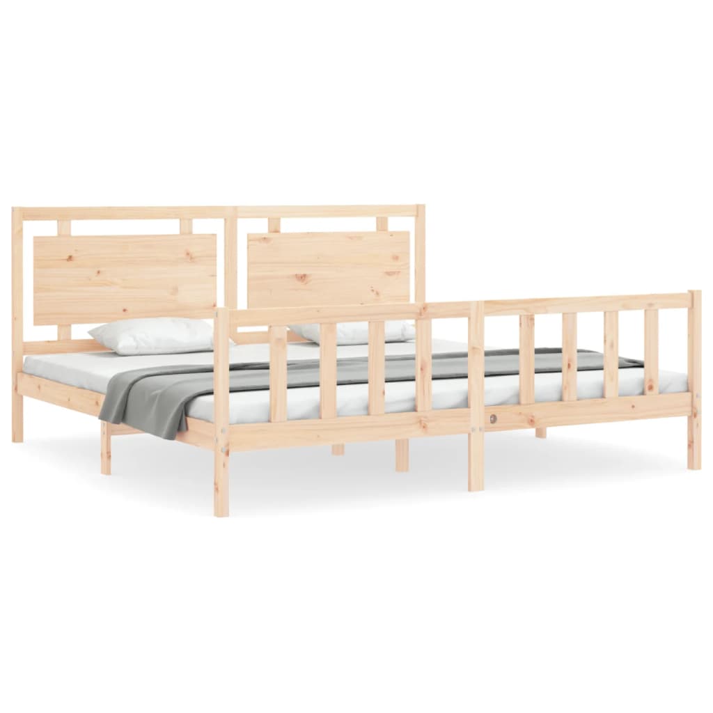 Bedframe met hoofdbord massief hout 180x200 cm is nu te koop bij PeponiXL, paradijselijk wonen!