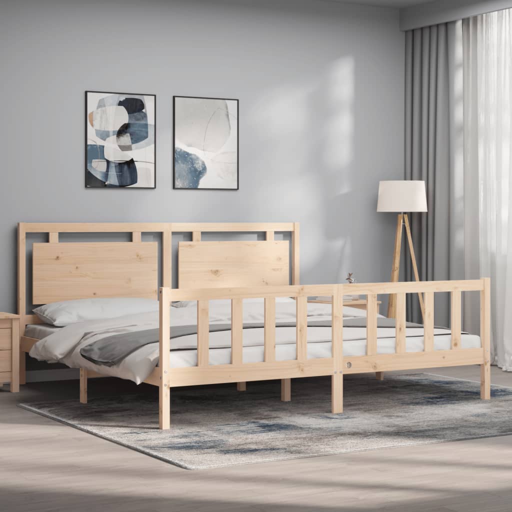 Bedframe met hoofdbord massief hout 180x200 cm is nu te koop bij PeponiXL, paradijselijk wonen!