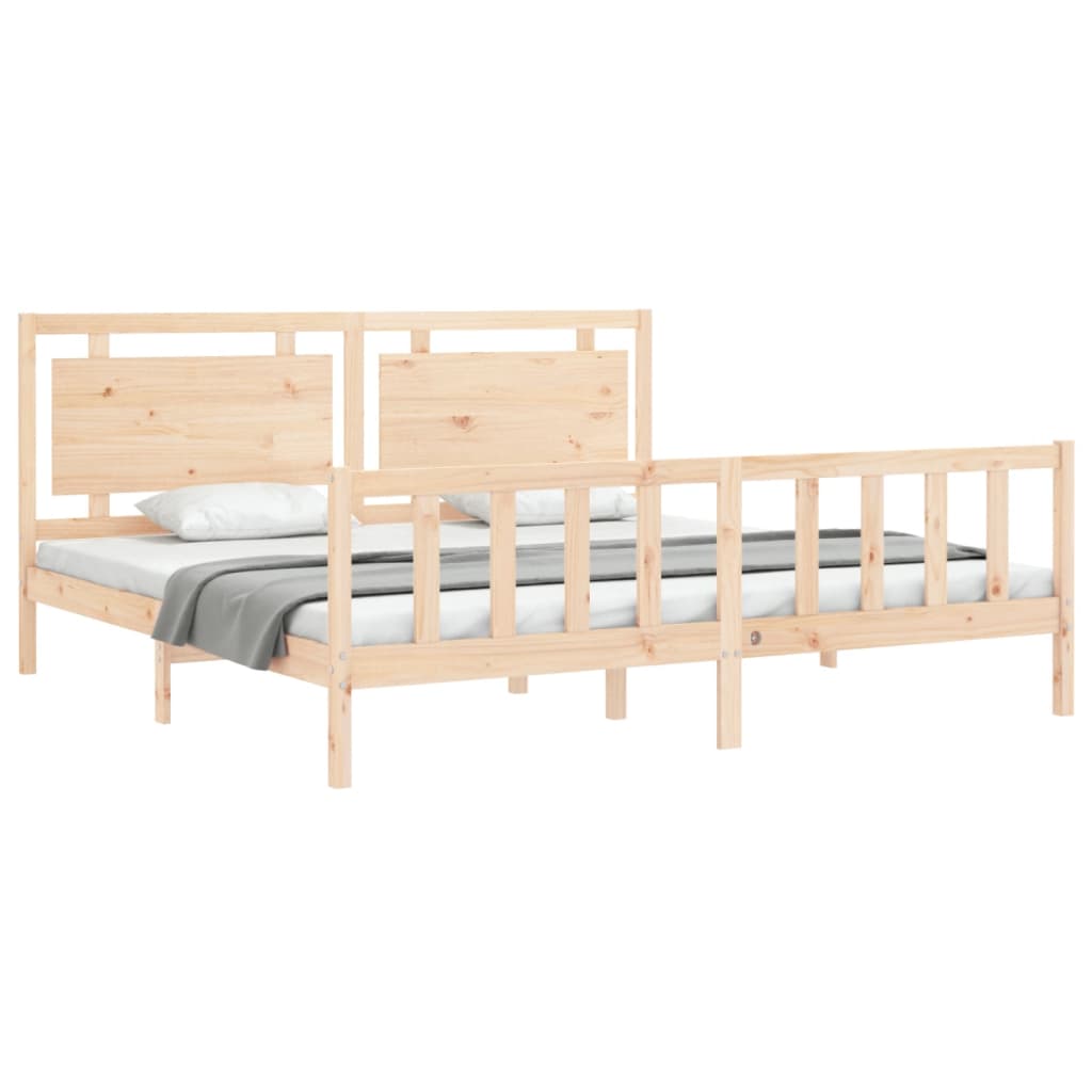 Bedframe met hoofdbord massief hout 180x200 cm is nu te koop bij PeponiXL, paradijselijk wonen!