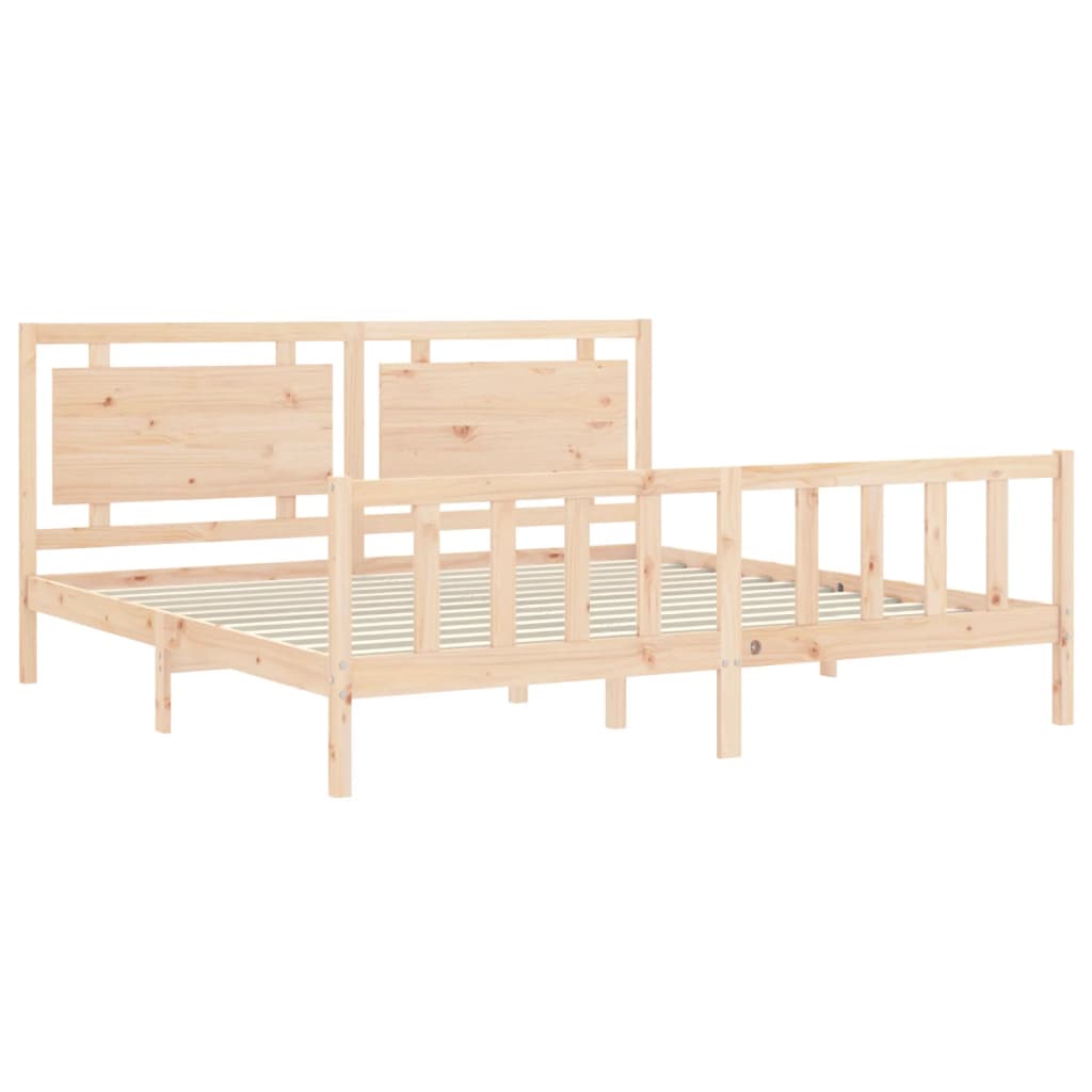 Bedframe met hoofdbord massief hout 180x200 cm is nu te koop bij PeponiXL, paradijselijk wonen!