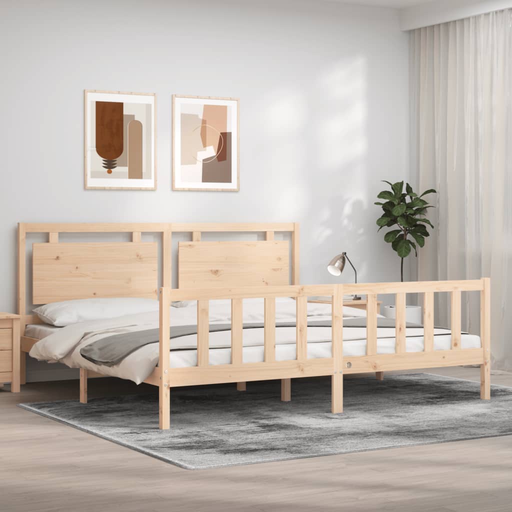 Bedframe met hoofdbord massief hout 180x200 cm is nu te koop bij PeponiXL, paradijselijk wonen!