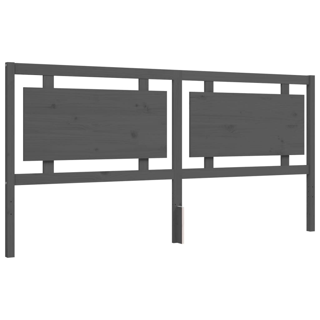 Bedframe met hoofdbord massief hout grijs 200x200 cm is nu te koop bij PeponiXL, paradijselijk wonen!