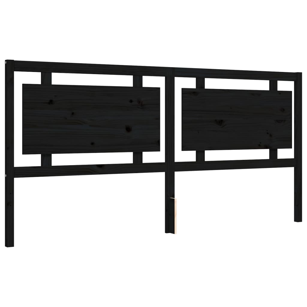 Bedframe met hoofdbord massief hout zwart 200x200 cm is nu te koop bij PeponiXL, paradijselijk wonen!