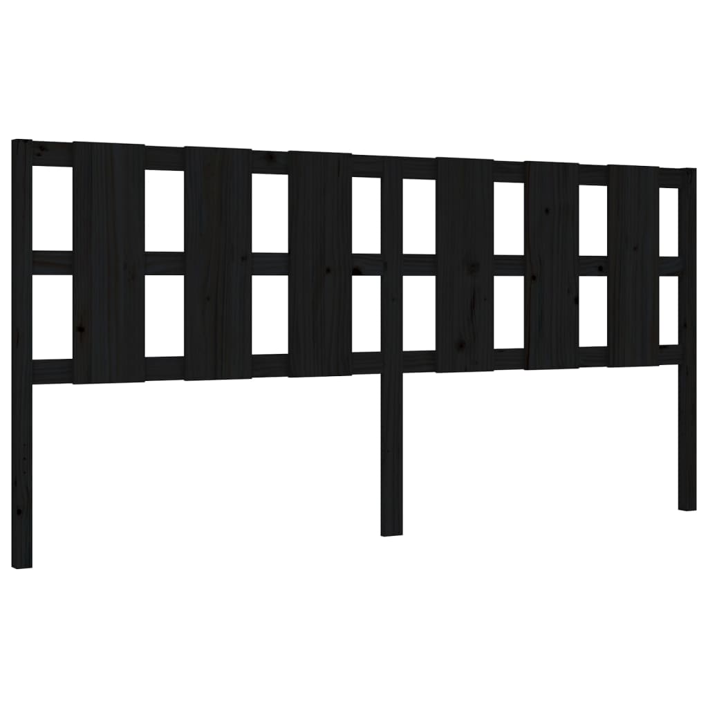 Bedframe met hoofdbord massief hout zwart 200x200 cm is nu te koop bij PeponiXL, paradijselijk wonen!