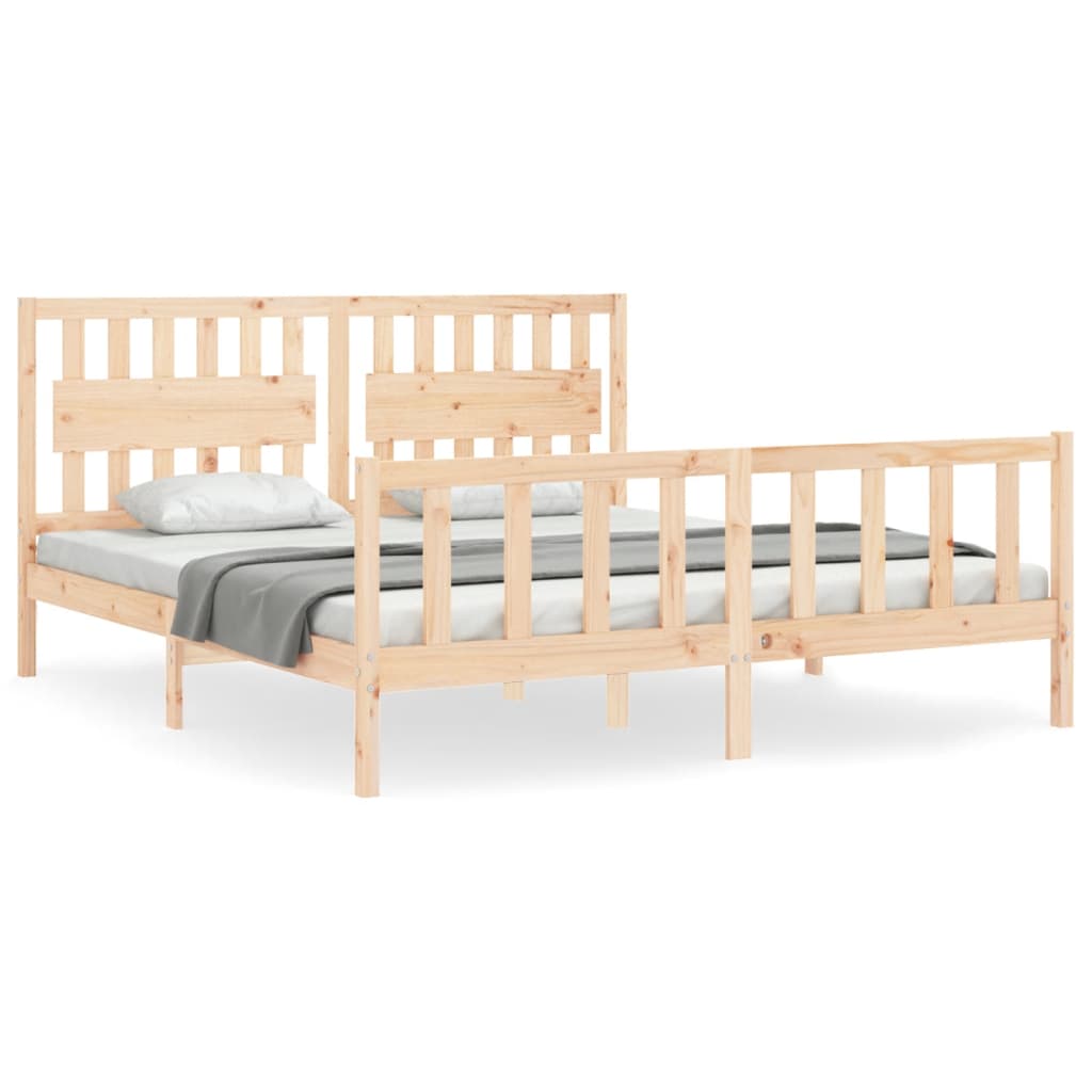 Bedframe met hoofdbord massief hout is nu te koop bij PeponiXL, paradijselijk wonen!