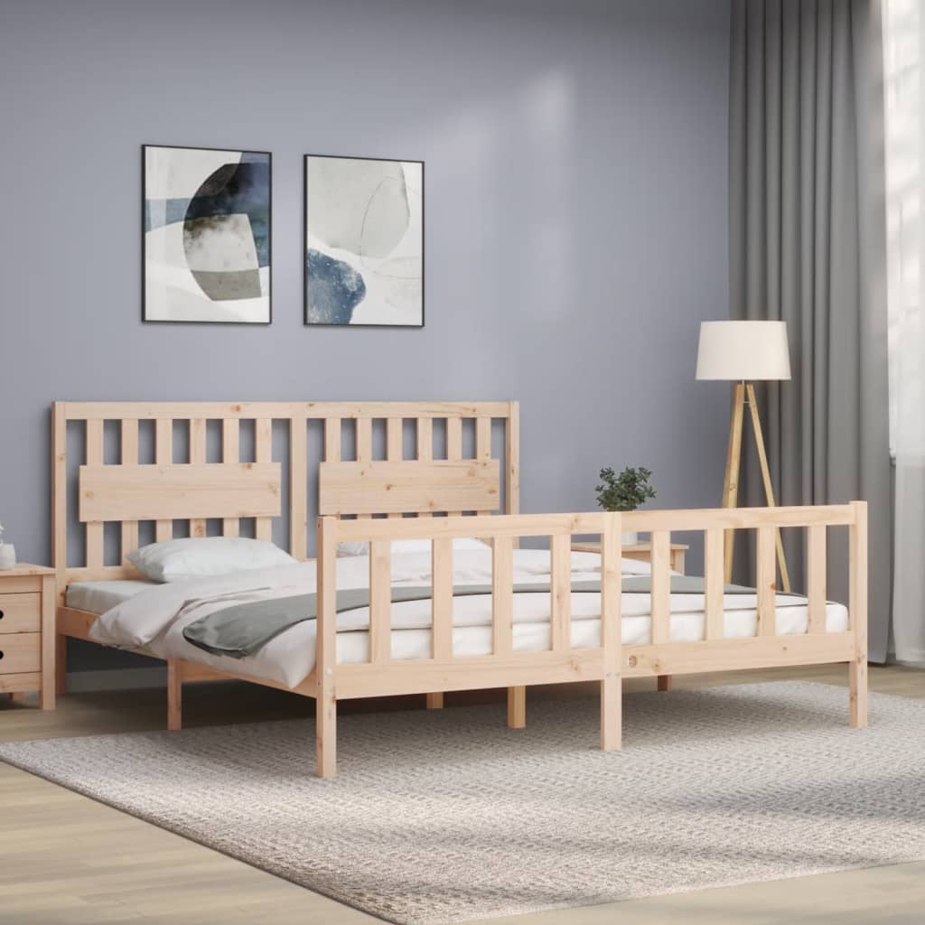 Bedframe met hoofdbord massief hout is nu te koop bij PeponiXL, paradijselijk wonen!