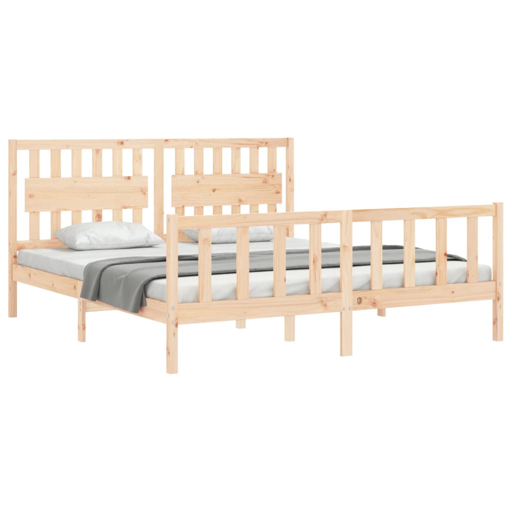 Bedframe met hoofdbord massief hout is nu te koop bij PeponiXL, paradijselijk wonen!