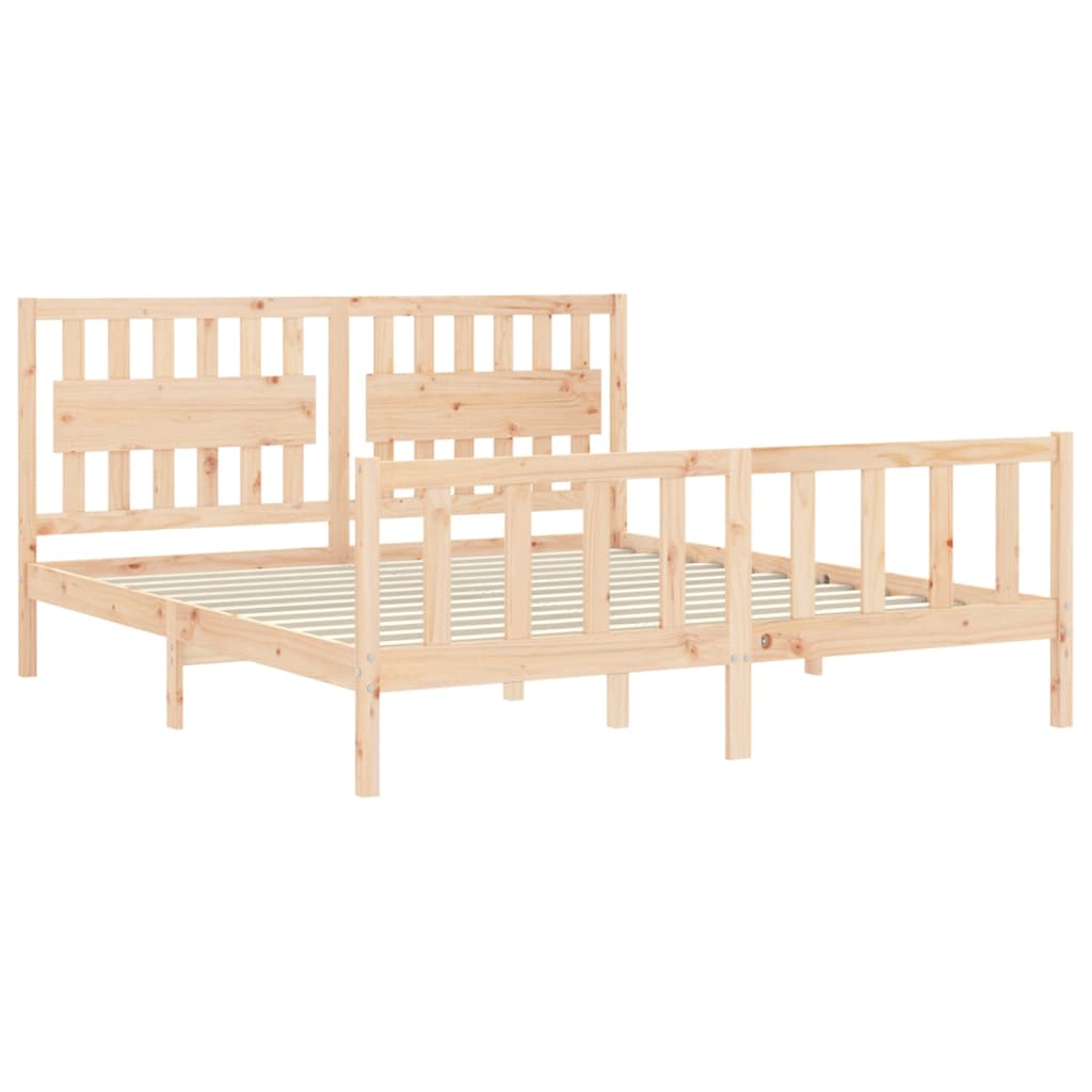 Bedframe met hoofdbord massief hout is nu te koop bij PeponiXL, paradijselijk wonen!