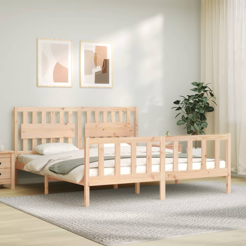 Bedframe met hoofdbord massief hout is nu te koop bij PeponiXL, paradijselijk wonen!