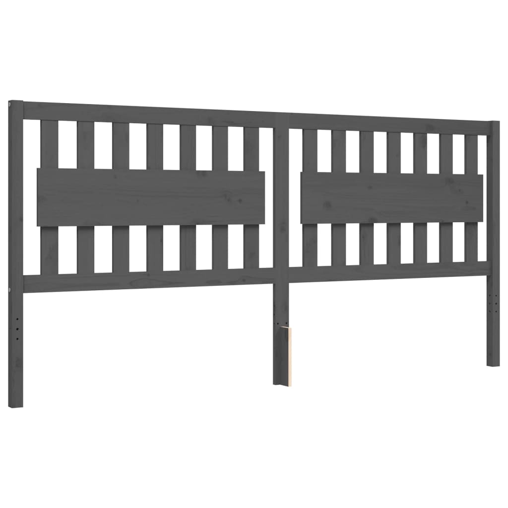 Bedframe met hoofdbord massief hout grijs 200x200 cm is nu te koop bij PeponiXL, paradijselijk wonen!