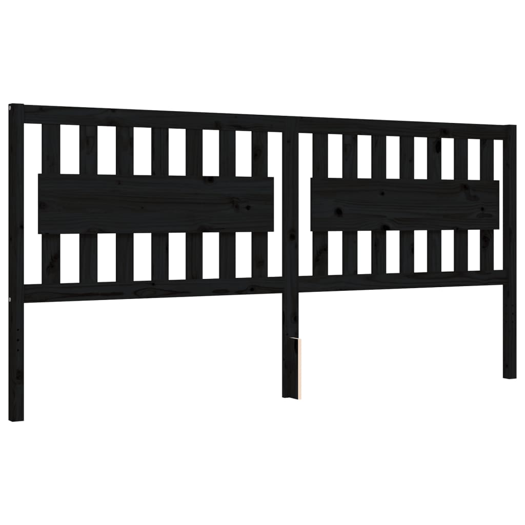 Bedframe met hoofdbord massief hout zwart 200x200 cm is nu te koop bij PeponiXL, paradijselijk wonen!