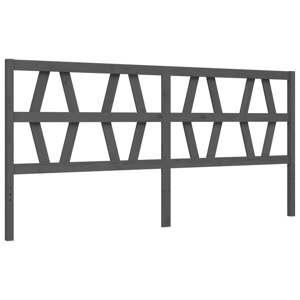 Bedframe met hoofdbord massief hout grijs 200x200 cm is nu te koop bij PeponiXL, paradijselijk wonen!