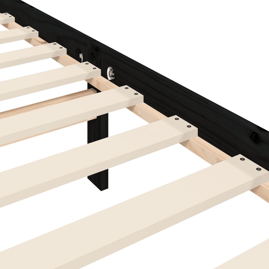Bedframe met hoofdbord massief hout zwart is nu te koop bij PeponiXL, paradijselijk wonen!