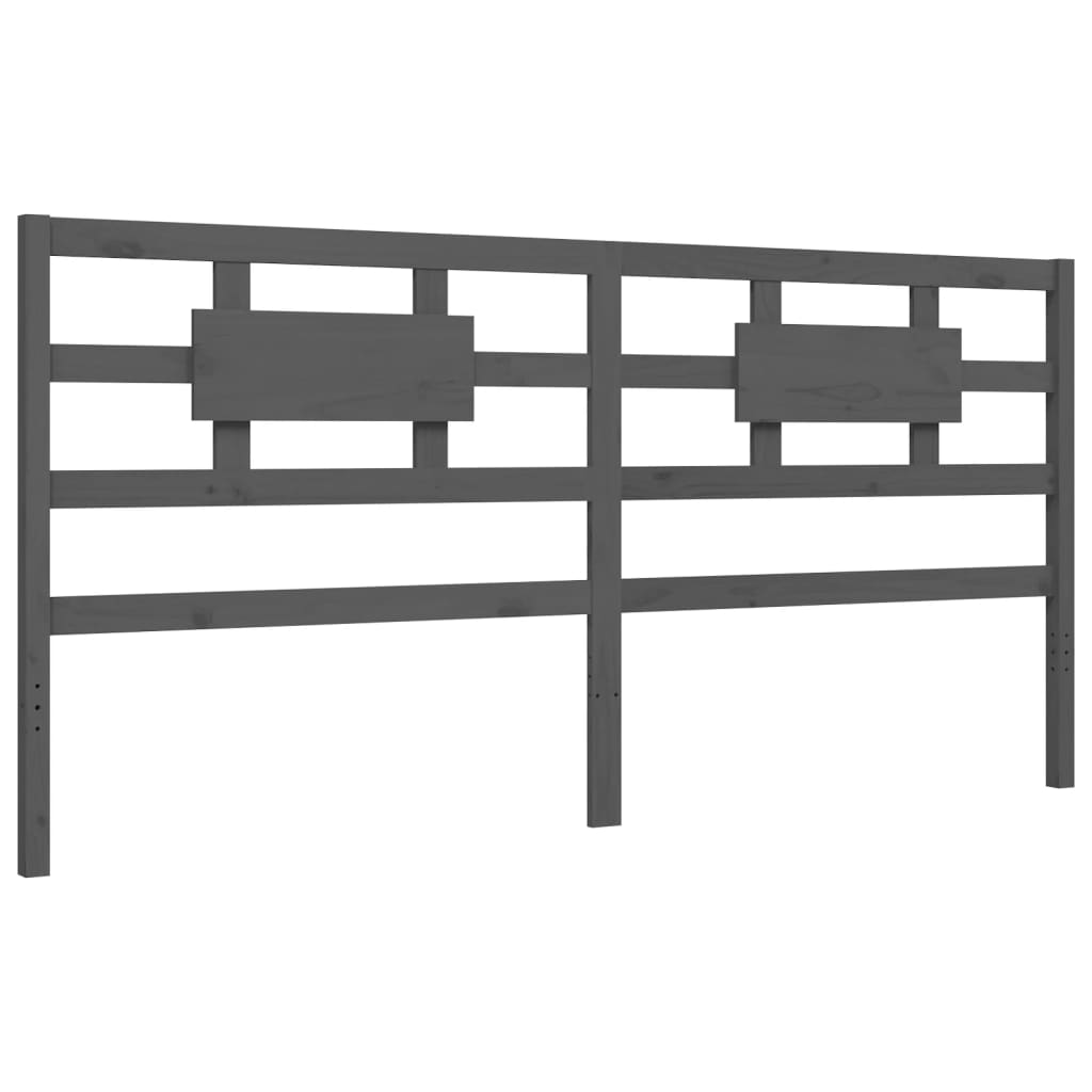 Bedframe met hoofdbord massief hout grijs 200x200 cm is nu te koop bij PeponiXL, paradijselijk wonen!