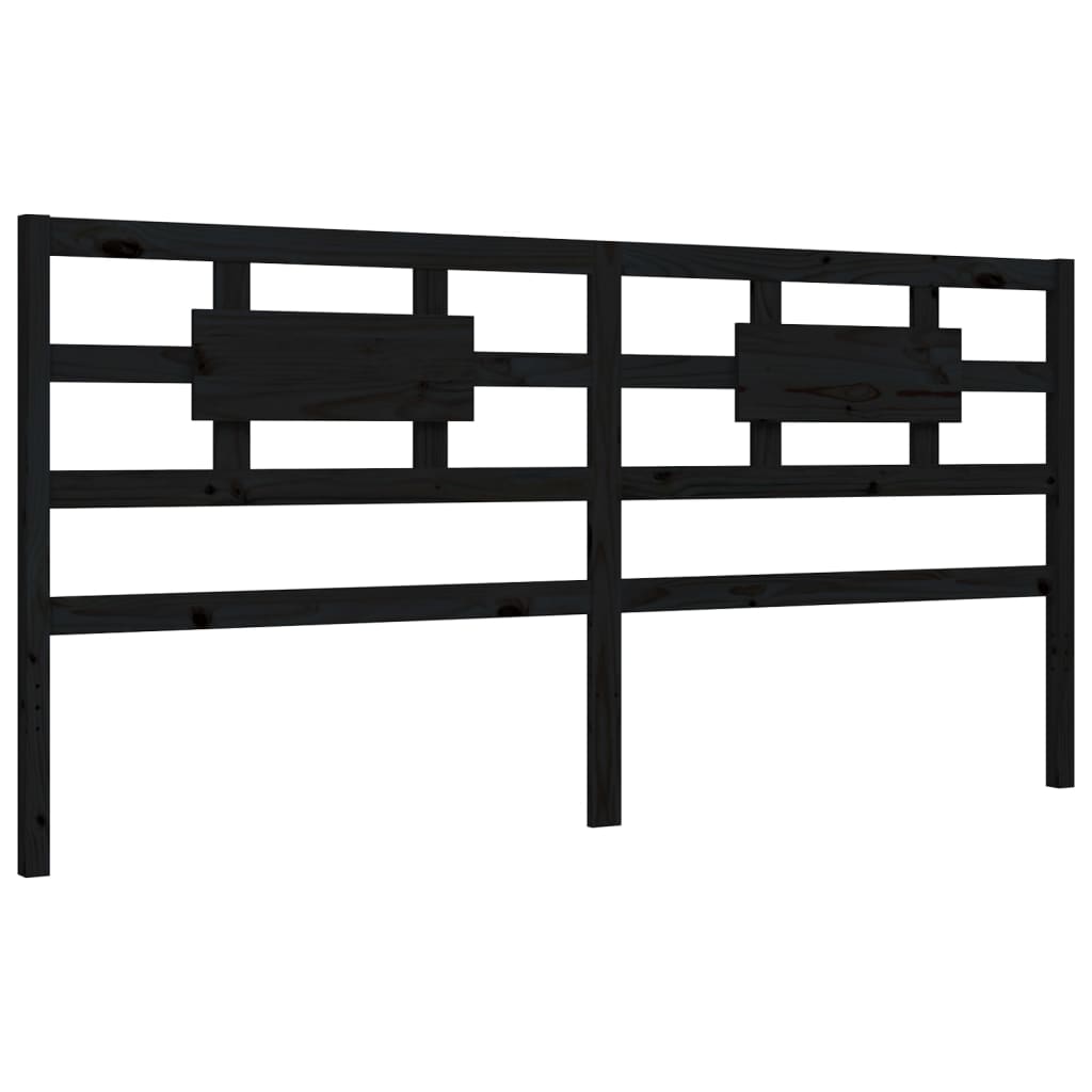Bedframe met hoofdbord massief hout zwart 200x200 cm is nu te koop bij PeponiXL, paradijselijk wonen!