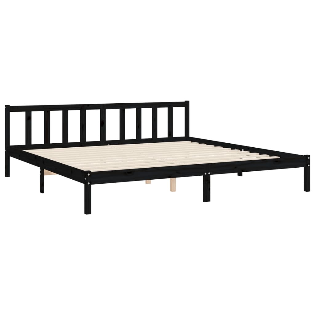Bedframe met hoofdbord massief hout zwart 200x200 cm is nu te koop bij PeponiXL, paradijselijk wonen!