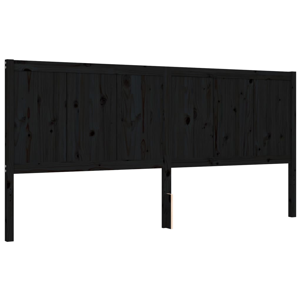 Bedframe met hoofdbord massief hout zwart 200x200 cm is nu te koop bij PeponiXL, paradijselijk wonen!