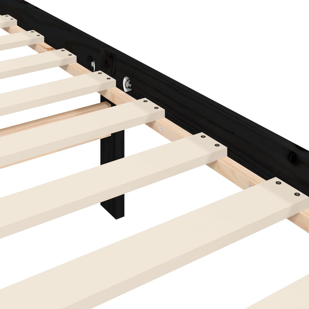 Bedframe met hoofdbord massief hout zwart 200x200 cm is nu te koop bij PeponiXL, paradijselijk wonen!