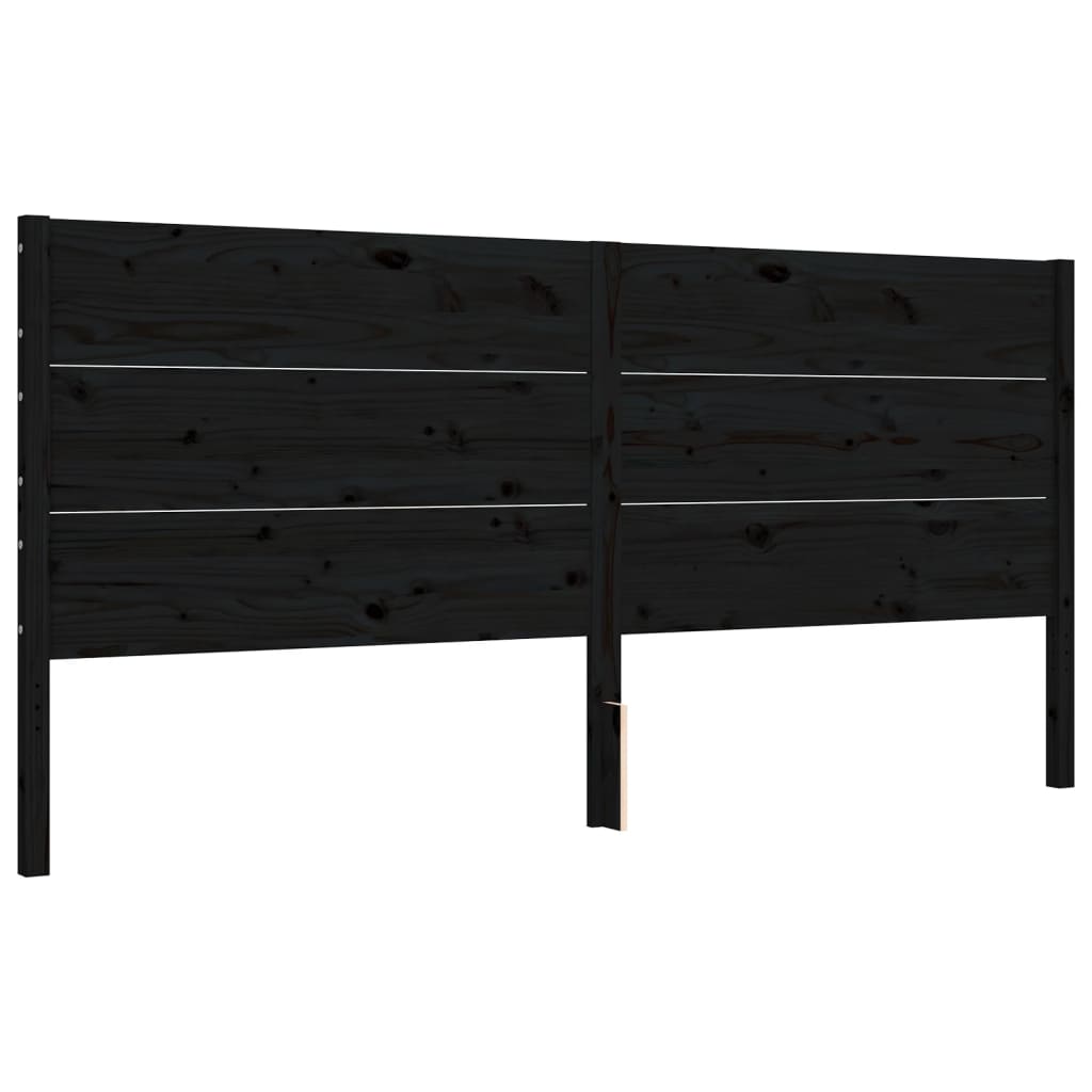 Bedframe met hoofdbord massief hout zwart 200x200 cm is nu te koop bij PeponiXL, paradijselijk wonen!