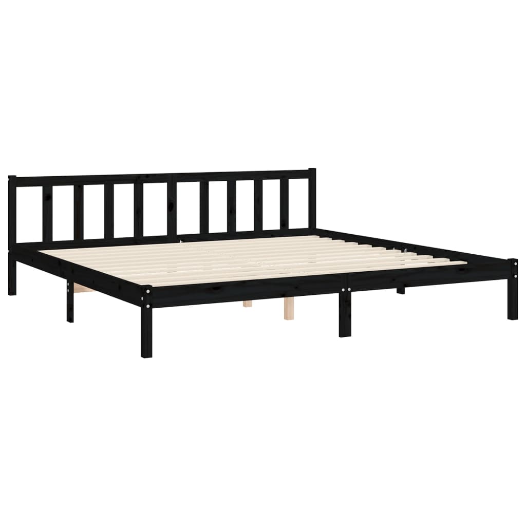 Bedframe met hoofdbord massief hout zwart 200x200 cm is nu te koop bij PeponiXL, paradijselijk wonen!