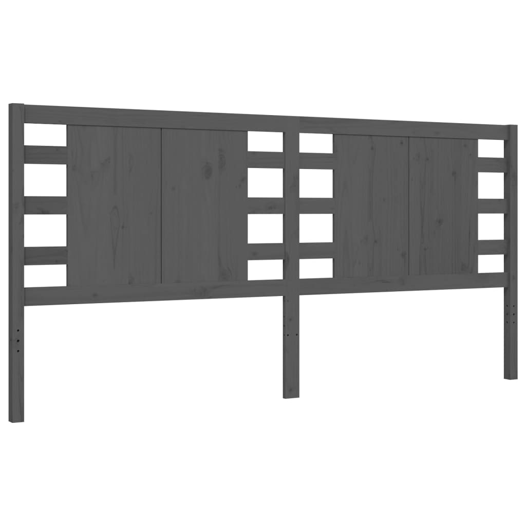 Bedframe met hoofdbord massief hout grijs 200x200 cm is nu te koop bij PeponiXL, paradijselijk wonen!