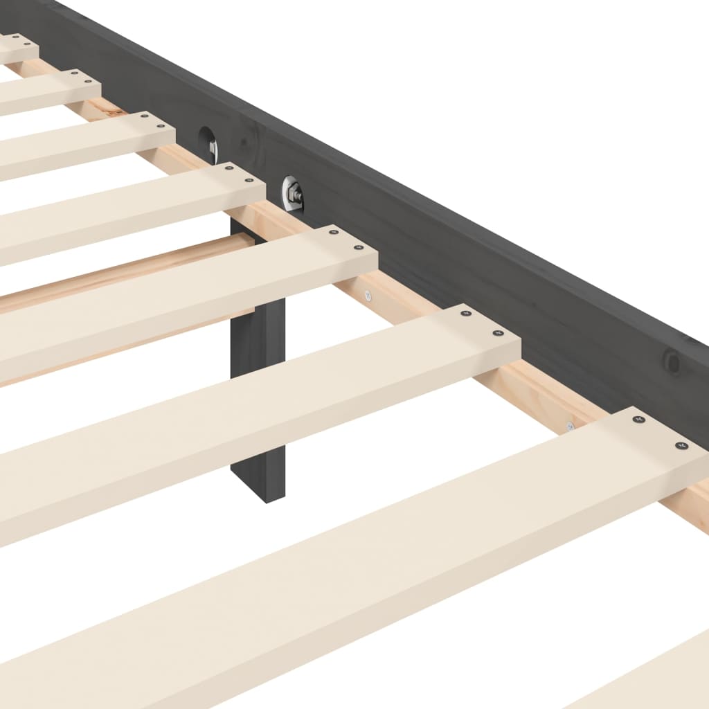 Bedframe met hoofdbord massief hout grijs 200x200 cm is nu te koop bij PeponiXL, paradijselijk wonen!