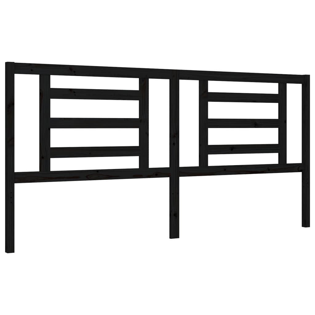 Bedframe met hoofdbord massief hout zwart 200x200 cm is nu te koop bij PeponiXL, paradijselijk wonen!