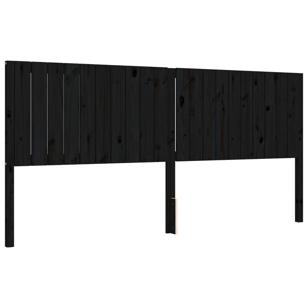 Bedframe met hoofdbord massief hout zwart 200x200 cm is nu te koop bij PeponiXL, paradijselijk wonen!