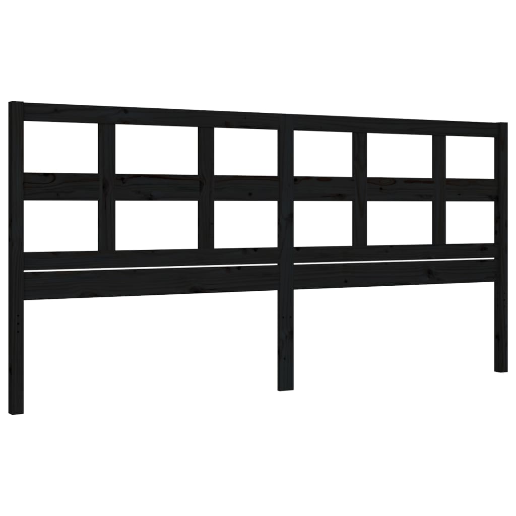 Bedframe met hoofdbord massief hout zwart 200x200 cm is nu te koop bij PeponiXL, paradijselijk wonen!
