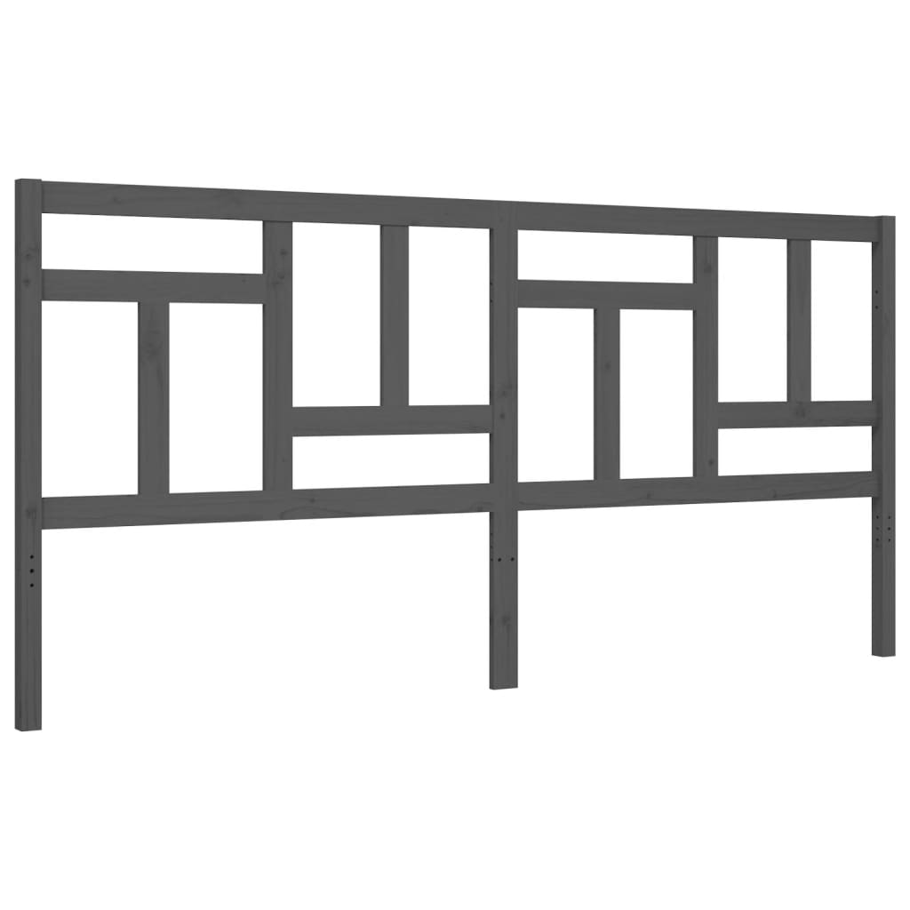Bedframe met hoofdbord massief hout grijs 200x200 cm is nu te koop bij PeponiXL, paradijselijk wonen!